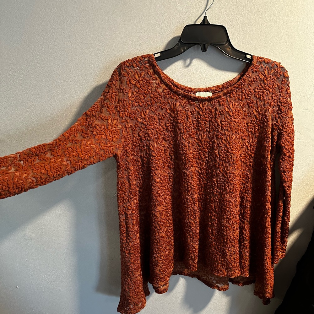 Audrey rusty orange floral long sleeve
